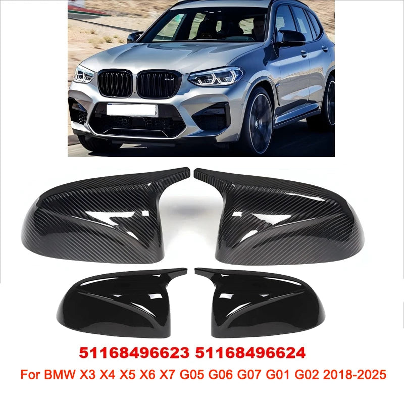 For BMW X3 X4 X5 X6 X7G05 G06 G07 G01 G02 2018-2025 LHD RHD Mirror Cover Car Side Rearview Mirror Cover Cap Gloss Black