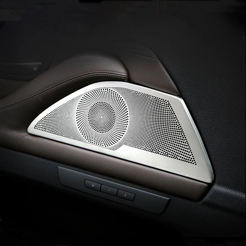 Accessories For BMW 5 Series F10 F18 Stainless Steel Car Inner Door Audio Stereo Speaker Sequins Decorative Cover Trim Strips