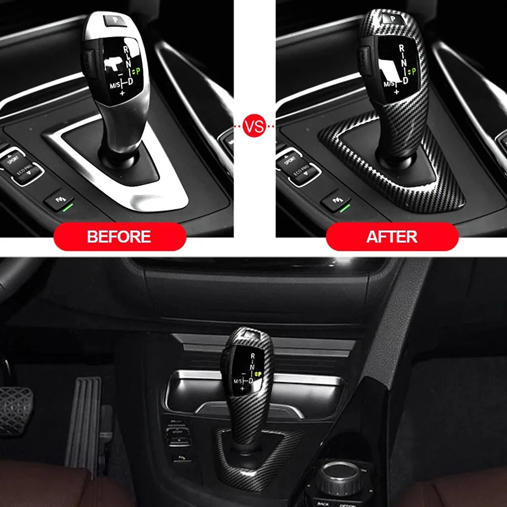 Carbon Fiber Gear Shift Cover ABS Shift Knob Protector Car Interior Trim Dustproof Frame for BMW X5 F30 F10 F15 F07 F20 F21 F22