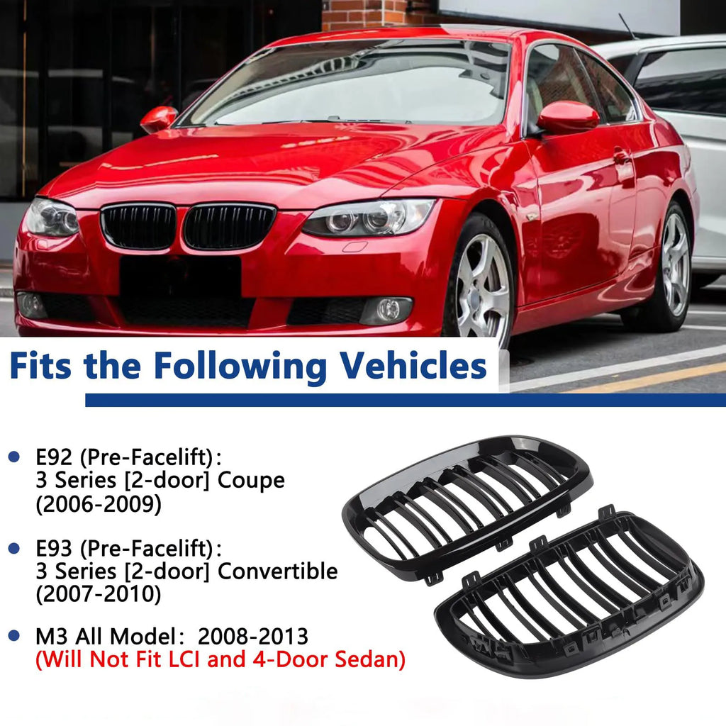 E92 E93 M3 Front Bumper Kidney Grill for BMW E92 E93 M3 2006-2009 Gloss Black Dual Line Grille Car Styling Racing Grilles