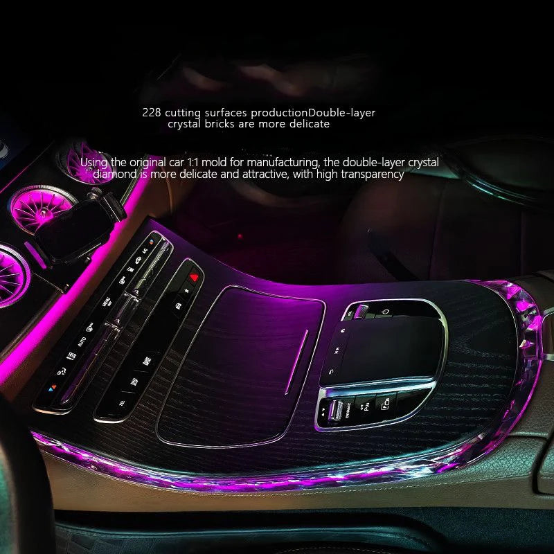 For Mercedes-Benz W213 C257 Central Control Edge Crystal Light Frame E200 Coupe E260 E Ambient Light Decorative Frame