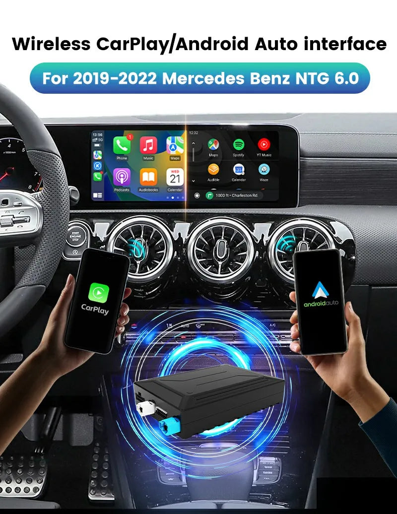 Wireless CarPlay Android Auto Interface for Mercedes Benz A W177 GLB GLA CLA Class 2019-2022 NTG6.0 MBUX OEM Upgrade with Touch
