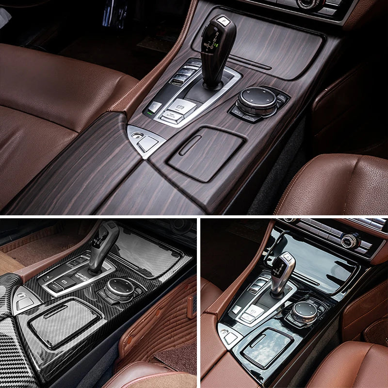 For BMW 5 Series F10 F11 520i Carbon Fiber Central Armrest Box Cover Storage Box Gear Position Panel Decoration Cover Auto Parts