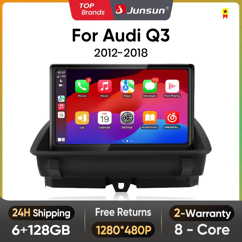 Junsun 8 inch CarPlay For Apple Car Radio Multimedia For Audi Q3 2012-2018 4G LTE WIFI Bluetooth Wireless Android Auto Stereo