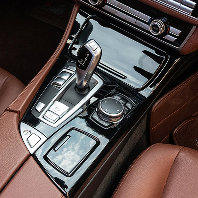 For BMW 5 Series F10 F11 520i Carbon Fiber Central Armrest Box Cover Storage Box Gear Position Panel Decoration Cover Auto Parts