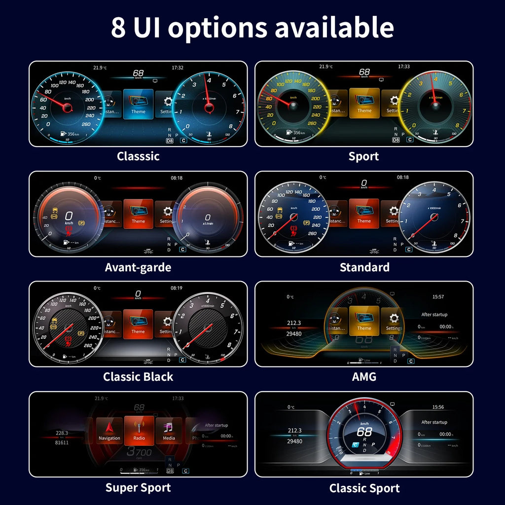 12.3" LCD Instrument Cluster For Mercedes Benz C Coup W205 GLC AMG W253 2015-2019 Digital Dashboard Virtual Cockpit Speedometer