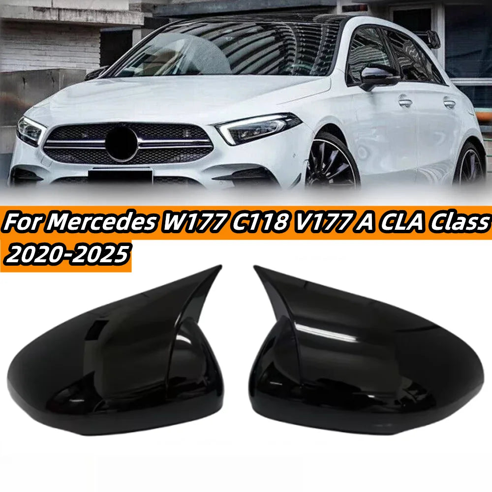 Side Wing Mirror Cover Caps For Mercedes A CLA Class W177 W118 2019-2021 Rearview Mirror Cover Shell Case Trim Car Accessories