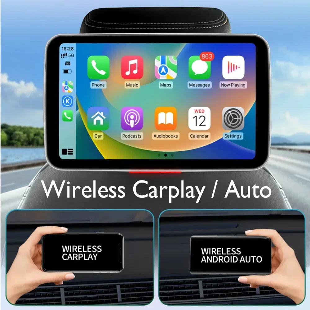 10.1 Inch HD 1280*720 Android Car Headrest Monitor Back Seat Multimedia Player Apple Carplay Ambient Lights BT SD Android Auto