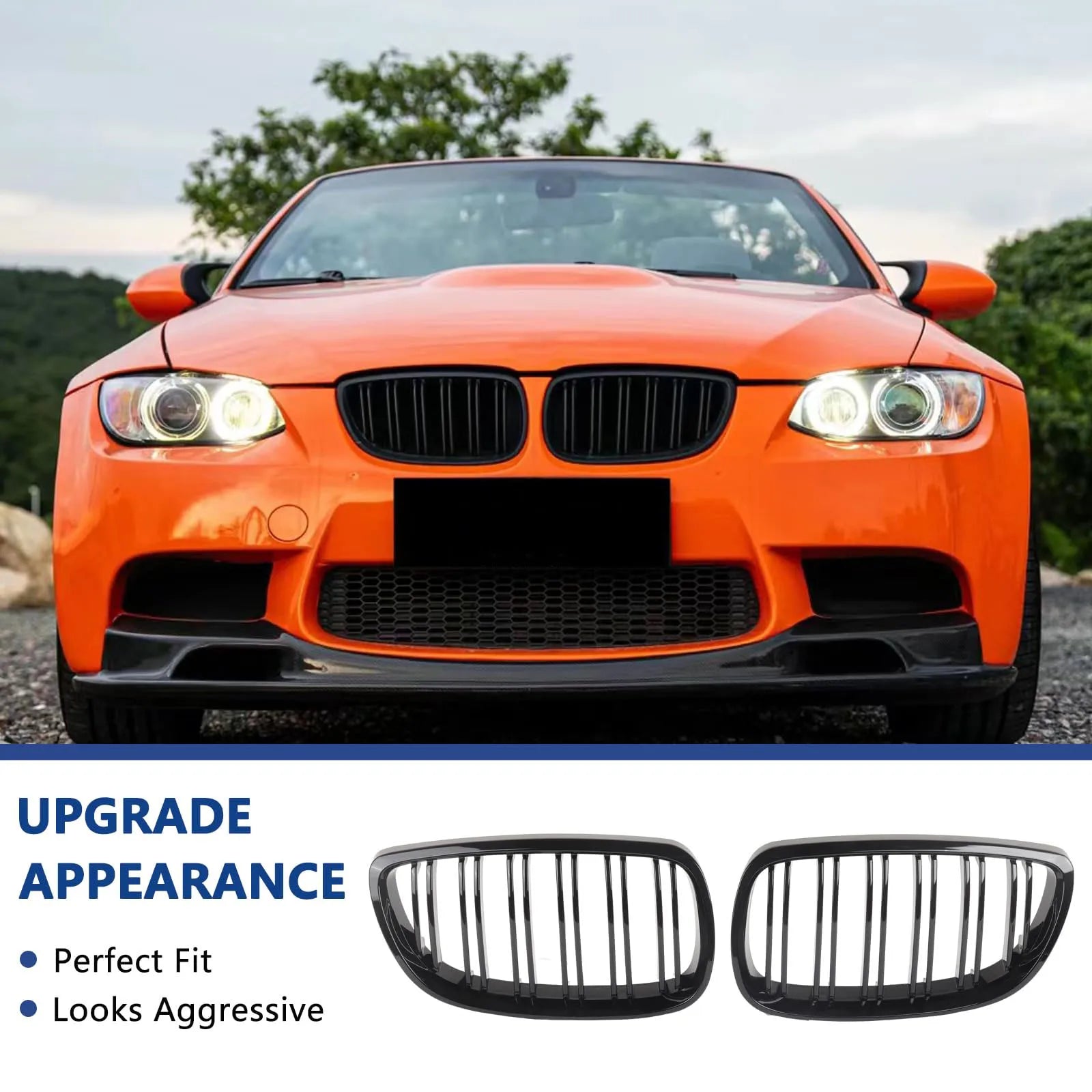 E92 E93 M3 Front Bumper Kidney Grill for BMW E92 E93 M3 2006-2009 Gloss Black Dual Line Grille Car Styling Racing Grilles