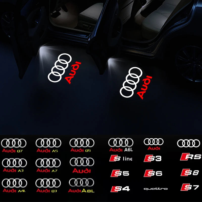 2Pcs HD Car Door Projector Laser Lamp Car Door Welcome Light For Audi Sline Q3 A5 A7 A3 Q5 Q7 A4L RS Quattro S3 S4 S6 S5 S7 S8