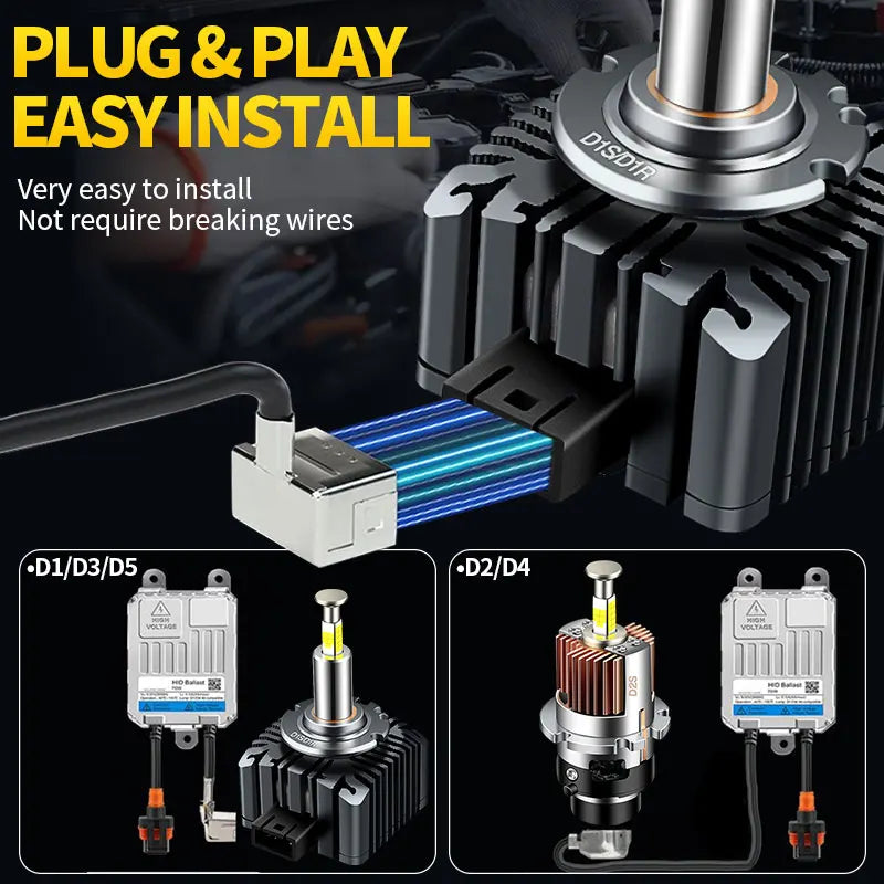 2PCS For BMW 5 Series F07 F10 F11 520 525 530 550 2009-2022 Xenon HID LED Headlights Bulb Replacement Canbus 32000LM Plug&Play