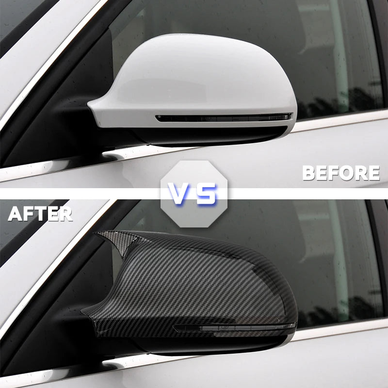 For Audi A3 8P A4 A5 B8 Q3 A6 C6 4F S6 1Pair Side Wing Mirror Cover Add On Side Rear View Mirror Cap Cover Car Accessories