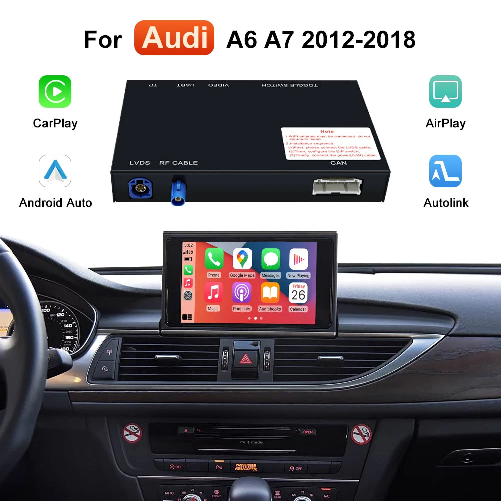 Road Top Wireless CarPlay Android Auto Module For Audi A6 C6 A7 C7 S6 S7 2012-2018 with AirPlay Mirror Link Car Play Functions