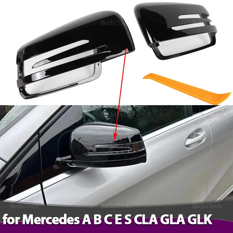 Black Rear View Mirror Cap for Mercedes-Benz W176 W246 W212 W204 C117 W221 C218 a B C E S CLA GLA GLK Class Auto Acces