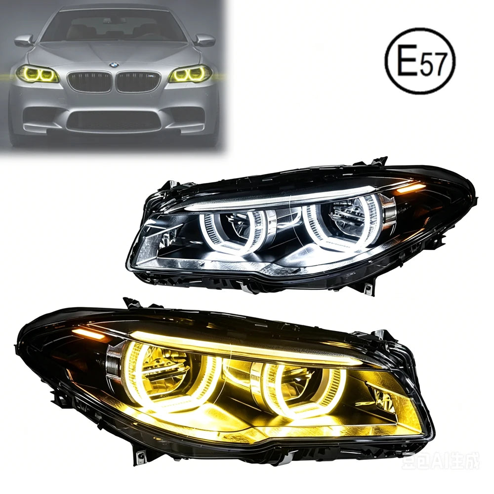 TYPY Car Lights For BMW 5 Series F10 F18 LED Headlights 2010-2017 Car Styling Yellow DRL Signal Projector Lens Auto Accessories