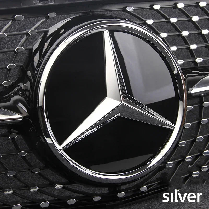 Car Front Grille Emblem Star Badge  Logo Chrome black Silver 3D Mirror For Mercedes Benz W205 W204 W253 W213 W206 W166 gle glc