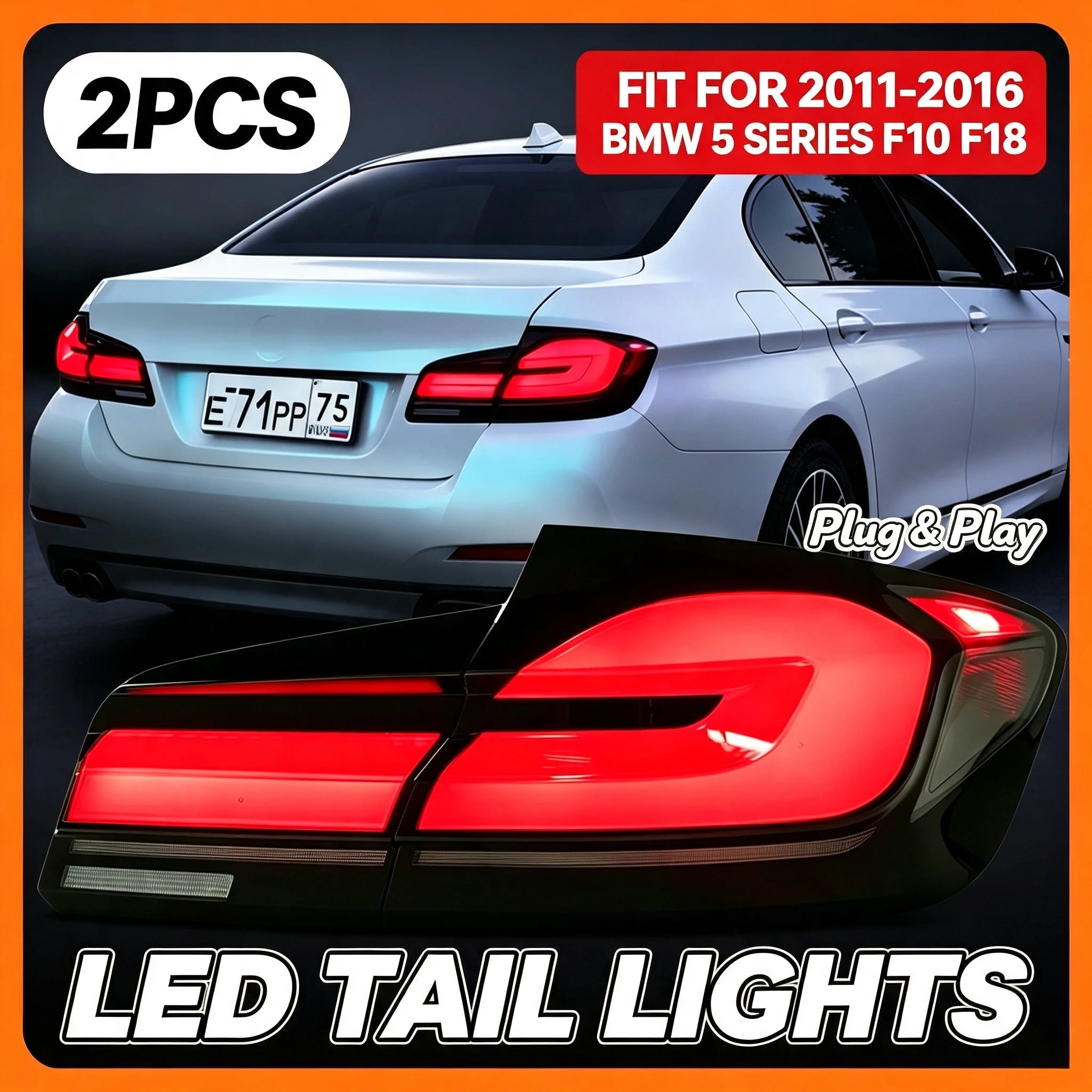 LED Tail Lamp For BMW F10 F18 5‑Series 2010‑2016 520i 525i 530i Rear Fog Brake Turn Signal Replacement Lamp Assembly