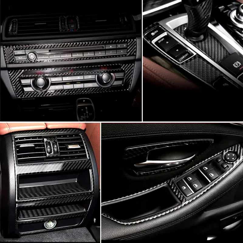 Accessories For BMW 5 Series F10 F18 Carbon Fiber Car Interior Gearshift Air Conditioning CD Panel Door Armrest Cover