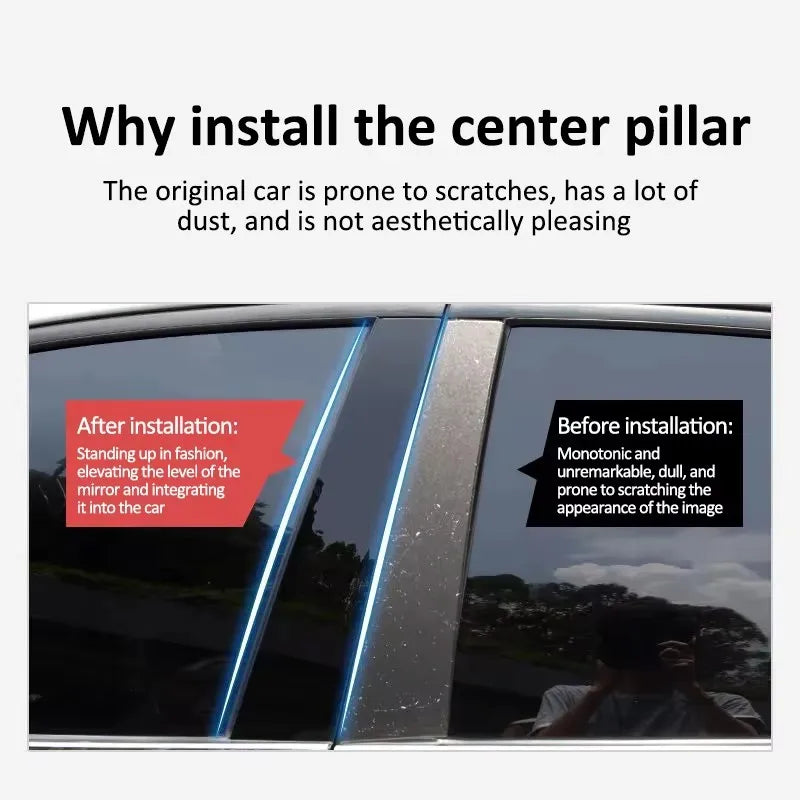 Car Window Cover Pillar Door Sticker Black Carbon Fiber Silver Accessorie For Mercedes Benz V Class W639 Viano Valente 2004~2014