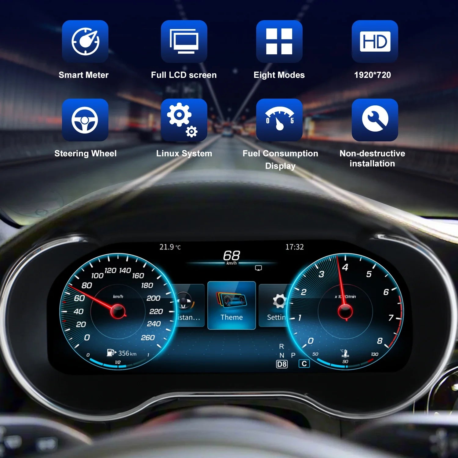 12.3" LCD Instrument Cluster For Mercedes Benz C Coup W205 GLC AMG W253 2015-2019 Digital Dashboard Virtual Cockpit Speedometer