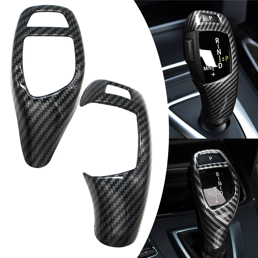 Carbon Fiber Gear Shift Cover ABS Shift Knob Protector Car Interior Trim Dustproof Frame for BMW X5 F30 F10 F15 F07 F20 F21 F22