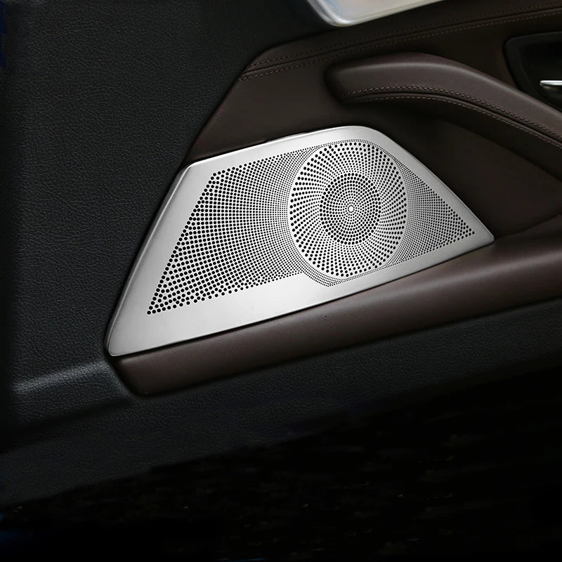 Accessories For BMW 5 Series F10 F18 Stainless Steel Car Inner Door Audio Stereo Speaker Sequins Decorative Cover Trim Strips