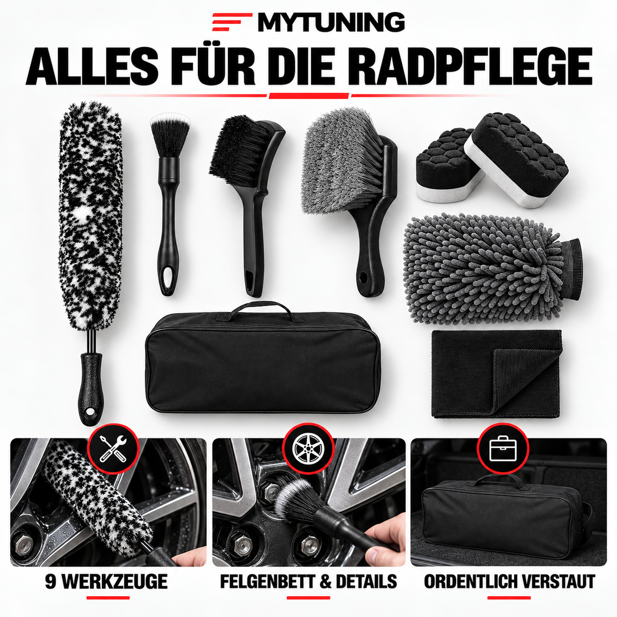MYTUNING Felgenpflege-Set, 9-teilig